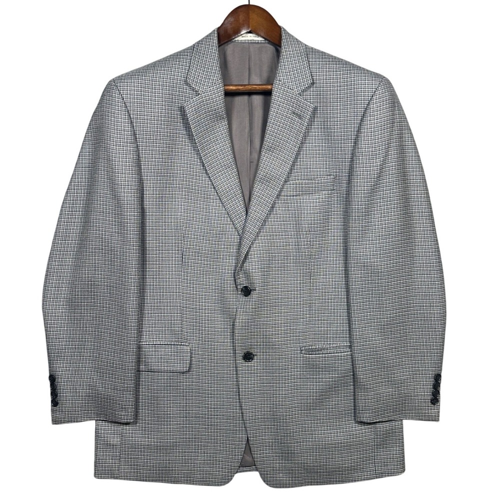 Joseph Abboud Blazer Mens 42R Grey Houndstooth Two Button Sport Coat